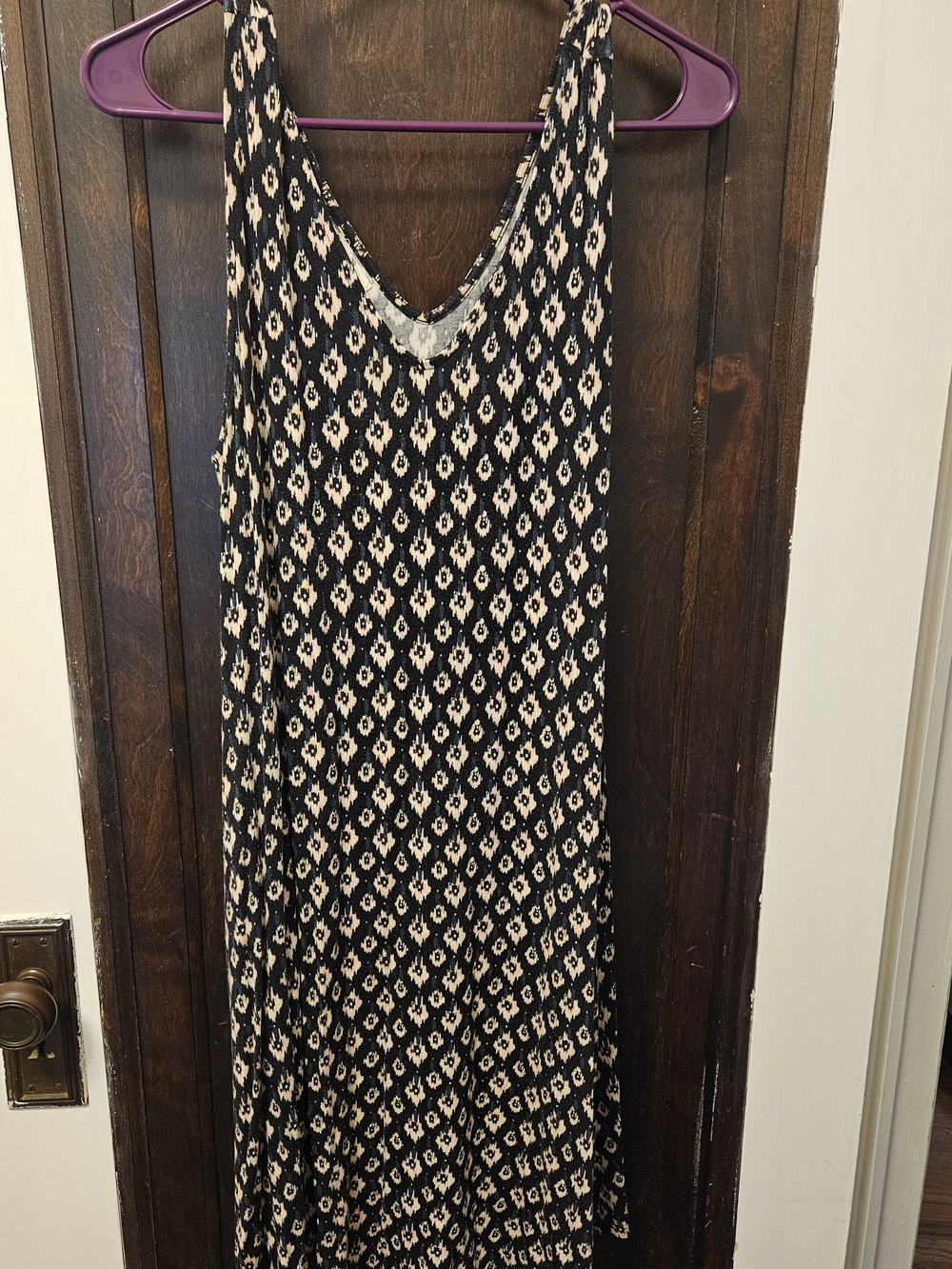 Maurices Black and Cream Geometric Sleeveless Dress